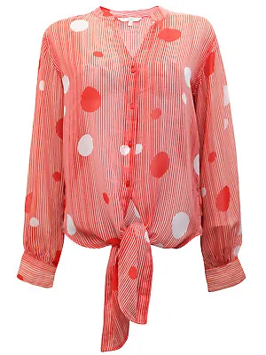 £10 • Buy Next Ladies Red Spots & Stripes Tie Front Blouse Top New