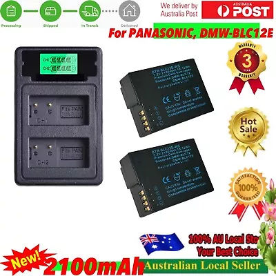 2x 2.1Ah DMW-BLC12E Battery +DUAL USB Charger For Panasonic DMW-BLC12 DMC-FZ1000 • $59.90