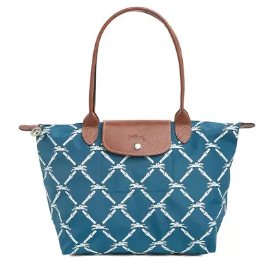 NWT Longchamp Le Pliage Chevaux Ailes Shoulder Tote Peacock Blue Made In FRANCE! • $159.90