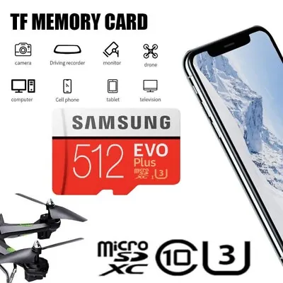 512GB Samsung EVO Plus Micro SD Card Micro SDXC Memory Card Class 10 U3 TF Card • £10.99