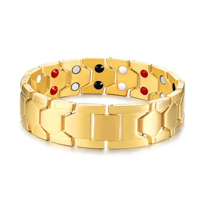 Titanium Steel Jewelry Magnetic Fashion Room Electric Gold Men's Bracelet Gift • $16.58