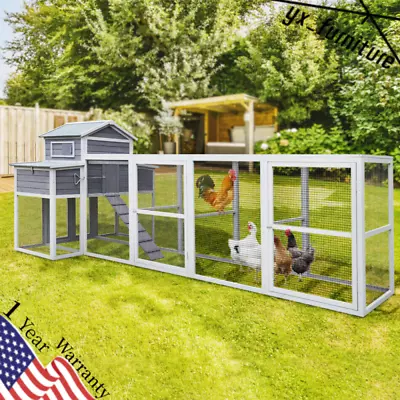 150＂Chicken Coop W/Run Cage Outdoor Hen House Wood W/ 2 Nesting Boxes 5 Perches • $569