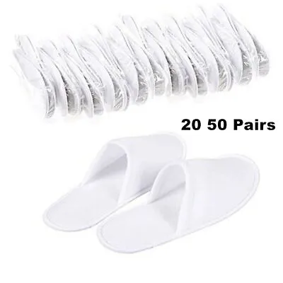 10/20/50 Pairs White Spa Slippers Closed Toe Hotel Wedding Dance Guest Party • £4.89