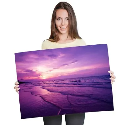 £10.99 • Buy A1 - Purple Beach Sunset Sunrise Poster 60X90cm180gsm Print #3936