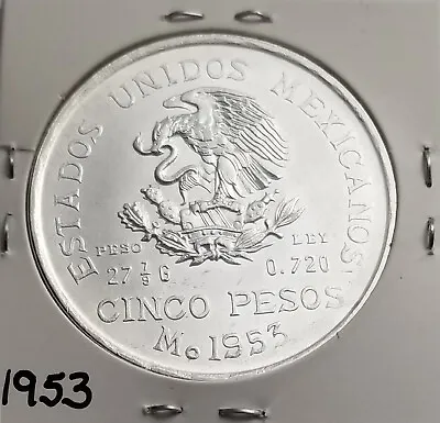 Mexico Cinco Pesos Hidalgo 1953 .720 Coin Silver 5 Pesos Plata .720. • $20.50