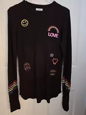 $44 • Buy LAUREN MOSHI Black McKinley Neon Signs Graphic Tee Sz XL
