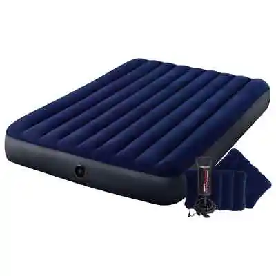 INTEX Inflatable Air Bed Mattress With Pump Dura-Beam Blue VidaXL • £47.99