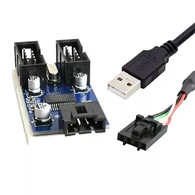 -A USB 2.0 Male 1 To 2 Female 9pin Motherboard Header Extension HUB Connector... • $16.52