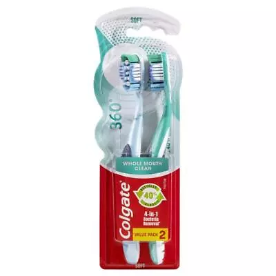 Colgate 360 Whole Mouth Clean Compact Head Toothbrush Soft 2pk • $7.99