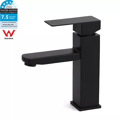 WELS Classic Square Matt Black Basin Mixer Vanity Laundry Sink Faucet Tap Outlet • $57.67