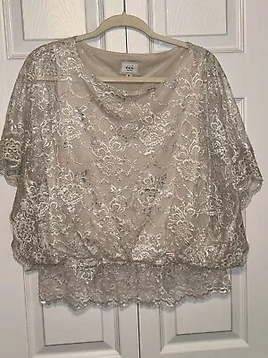 BEAUTIFUL  ECI New York Women’s Size M Ivory Blouse W/shimmer • $18.25