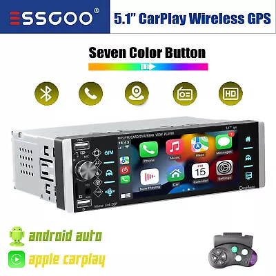 5  Apple Carplay/Android Auto Wirelesss Car Stereo BT4.2 IPS Touch Screen USB FM • $70.09