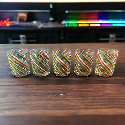 Rare Signed Cera Multi Swirl Striped DOF Glasses MCM Vintage Set Of 5 • $56.25