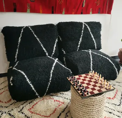 Moroccan Floor Cushion Set - 2 Seats Cushions + 2 Back Cushions + 4 Zipped Bags • $542.30