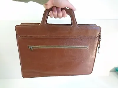 1970s Vintage Leather Briefcase Messenger Bag For Men Document Laptop Bag • $83.75