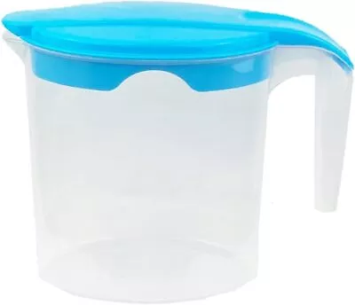 1 Litre Plastic Jug With Lid For Milk Water Juice & More (Blue 1) • £12.77