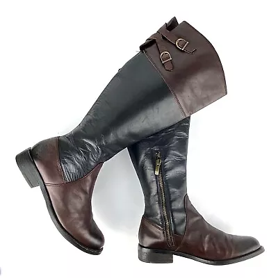 VINCE CAMUTO Keaton Womens Sz 8B Black Brown Leather Knee High Riding Boots • $42