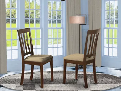 Set Of 4 Antique Dinette Kitchen Dining Chairs Padded Seat In Cappuccino • $314