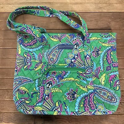 Vera Bradley Tote Quilted Emerald Paisley Pattern Travel Casual Handbag • $22.39