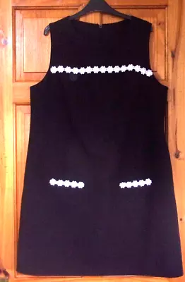 Mod / 60s Daisy Trim Pinafore Dress Size 18 ( F310 ) • £18.99