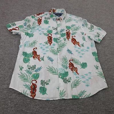 M&S Limited Edition Shirt Tiger Floral Print Mens XL White Graphic Print Summer • $19.88