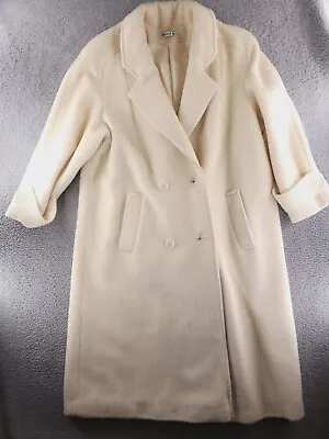 VINTAGE Antique Trench Coat Womens XL White Forstmann Wool Union Made Yves Venet • $149.95