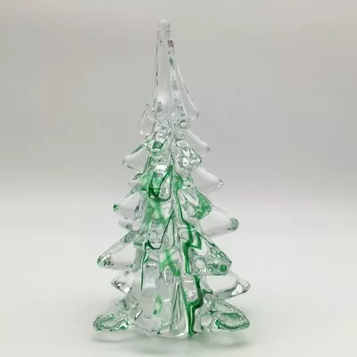 $23.99 • Buy Vintage Art Glass Clear Green Crystal Pine Christmas Tree