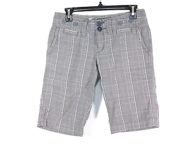 $15.99 • Buy American Eagle Womens Bermuda Shorts Low Rise Gray Plaid Suspender Buttons Sz 2