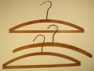 Vintage Lot Of 3 Wood Clothes Hangers Sunset Cleaners San Francisco San Carlos • $9.99