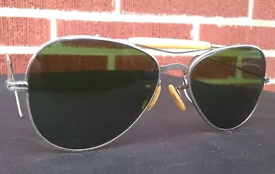 Vintage Shooter Aviator Style Sunglasses Wire Frames Green Lens Wrap Around • $8.99