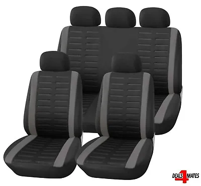 Grey - Black Soft Fabric 9 Pcs Full Set Car Seat Covers For Mercedes A B C  • £19.99