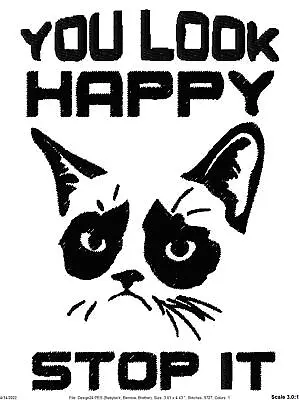 SARCASTIC CAT QUOTE YOU LOOK HAPPY Embroidery Machine Design Pattern PES HUS JEF • $1