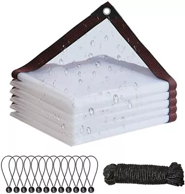 New Waterproof Clear Tarp W/Grommets Heavy Duty Vinyl PVC Patio Tarpaulin Cover • $37.04