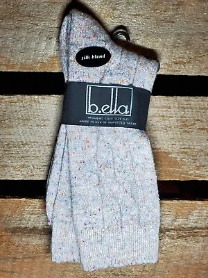 B. Ella Ladies Wool Silk Blend Socks Bertie Grey Heather USA MADE  • $18