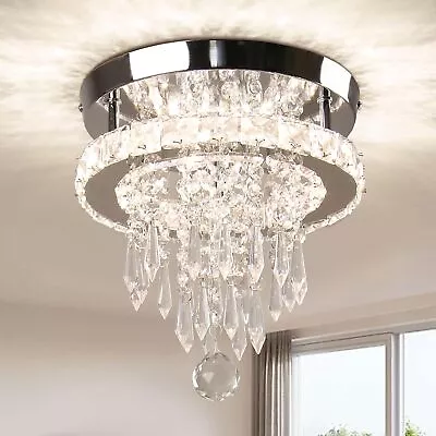 Modern Crystal Ceiling Light LED Chandelier Flush Mount Light Fixture For Foyer • $54.99