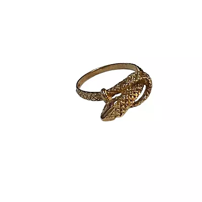 9ct Coiled Snake  Vintage Ring With Ruby Eyes Size M 1/2 • £250