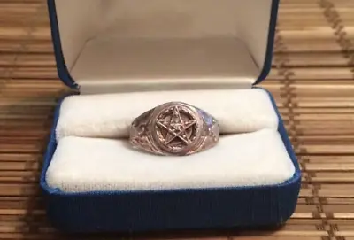 Vintage Sterling Silver US ARMY Ring With Eastern Star Masonic Size-11.     G313 • $38