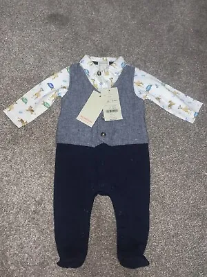 £18 • Buy Monsoon Baby Boys Smart Babygrow Blue 0-3 Months Brand New With Tags