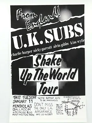 $14.95 • Buy The U.k. Subs Only La Appearance Mendiolas Ballroom La Punk Rock Concert Poster