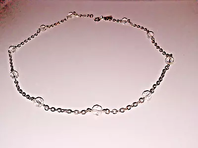 EMMONS VINTAGE Faceted Clear Beads Designer Signed Necklace VTG Dainty Jewelry • $9.49