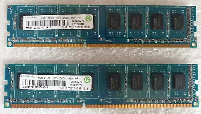 RAMAXEL PC3-10600U 8GB 2x4GB 1333Mhz DDR3 Desktop Pc 240pin 1.5v RAM Memory  • £9.99