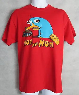 Disney Phineas And Ferb Mens T-Shirt New Red Perry Platypus Nom Nom Nom  • $8.99