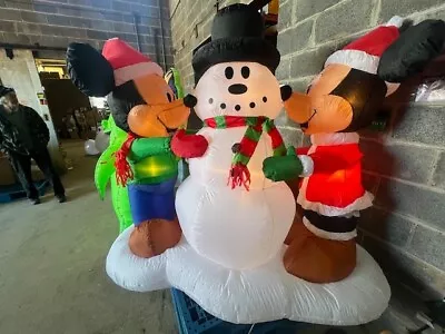 Gemmy Industries Airblown Mickey And Minnie With Snowman Inflatable Disney 2A • $49.99