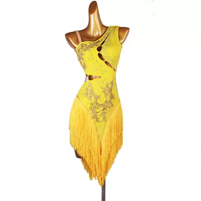 Latin Dance Dress Salsa Tango Cha Cha Ballroom Rhinestone Competition Dress ! • £78.97