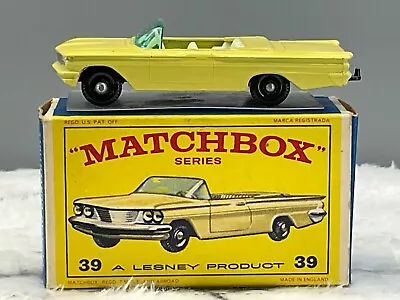 Moko Lesney Matchbox#39 B Pontiac Convertible 1962NMint In E3 Box All Orig. • $183