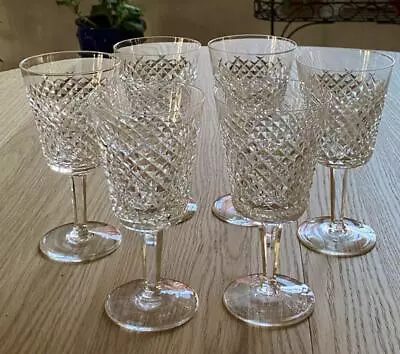 $189 • Buy 6 Waterford Crystal Alana Large 7  Water Goblets Wine Glasses All Excellent