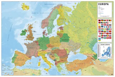 $11.99 • Buy Map Of Europe (Europa) - Poster (Italian Language Map) (Size: 36  X 24 )