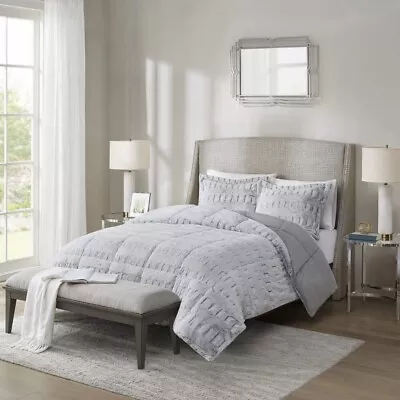 Madison Park Soft Plush Comforter Set  Grey - Full / Queen • $68