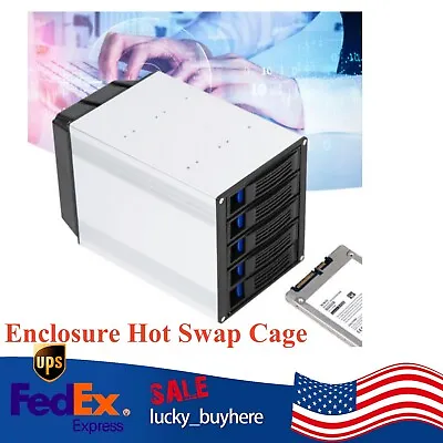 HDD Enclosure Hot Swap Cage 5-Bay 3 X 5.25  Drive Bays 5x SATA 3.5 /2.5 Sas HDD • $84.56