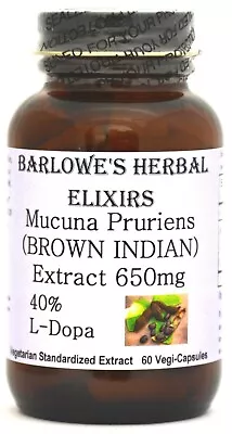 MUCUNA PRURIENS (BROWN INDIAN) EXTRACT-40% L-DOPA (60-650mg) VEGETARIAN CAPSULES • $17.95